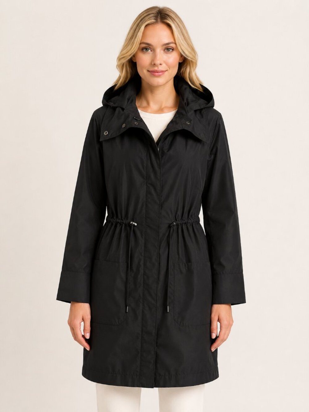 Peruvian Connection Black Hooded Raincoat / Utility Coat – Women's Size Medium